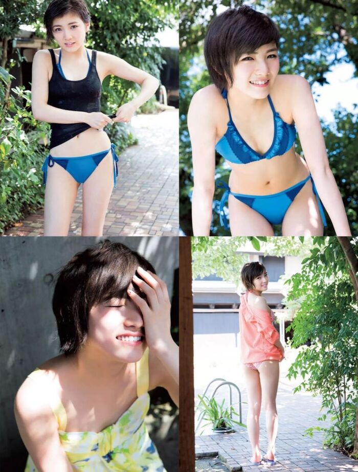 Nana Okada's short hair is a cute swimsuit gravure image 38th image
