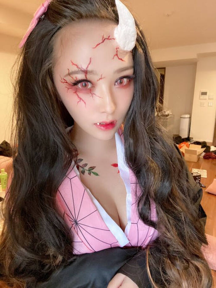 'Demon Slayer' female character cosplay erotic image 30th image