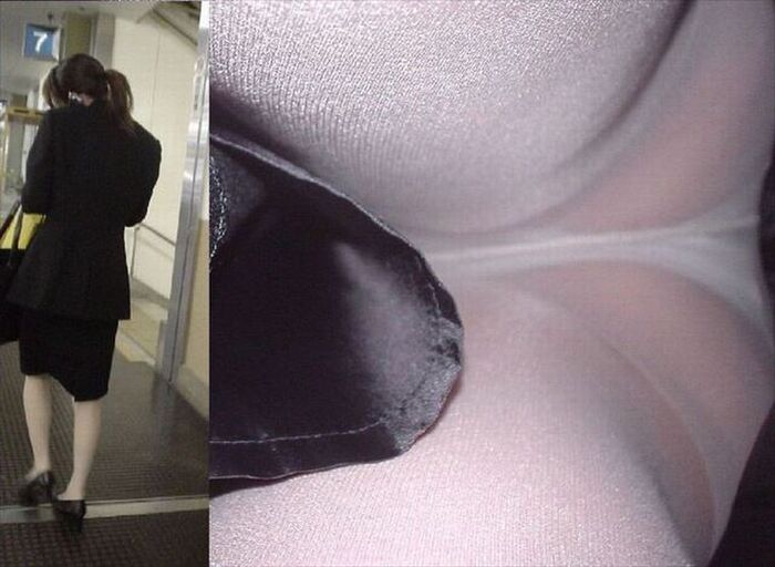 【Amateur Panchira】Upside down shot of a tight skirt with a narrow gap! This is an erotic outfit www 29th image