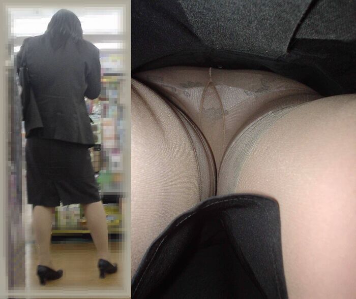 【Amateur Panchira】Upside down shot of a tight skirt with a narrow gap! This is an erotic outfit www 32th image