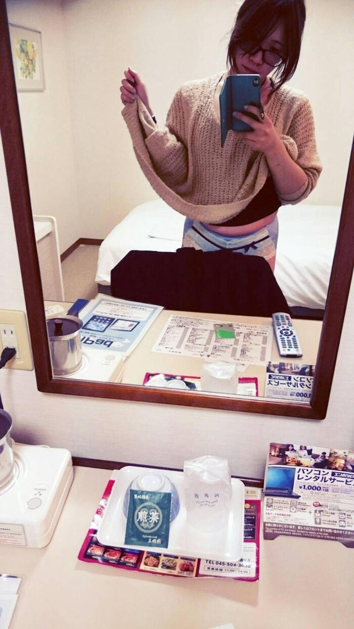 Selfie image of a girl with glasses 53th image