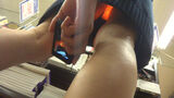Erotic image of panchira voyeur man taking pictures inside skirt