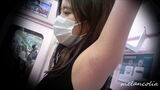 [eros1751 Waki voyeur] Waki voyeur video that enjoys the face and side of a beautiful sister who grabs the strap in black sleeveless leather up close