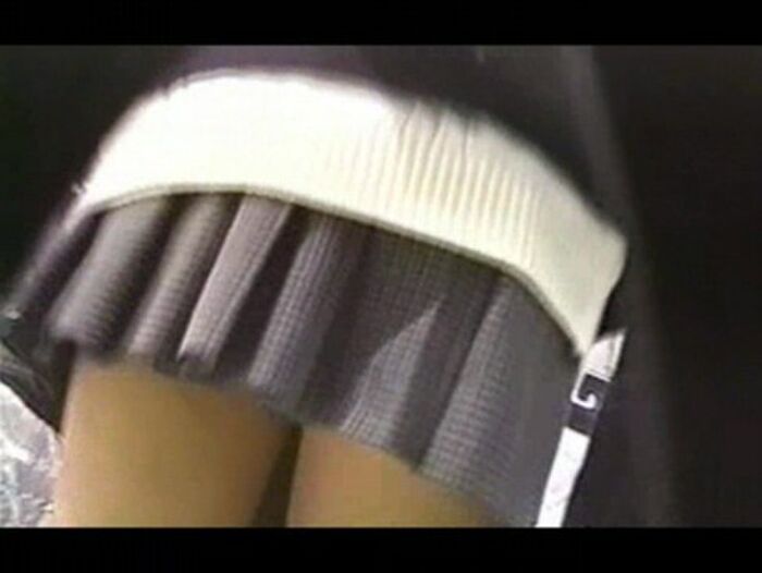 Voyeur tracking JK's pure white panchira with a hidden camera hidden in a bag 4th image