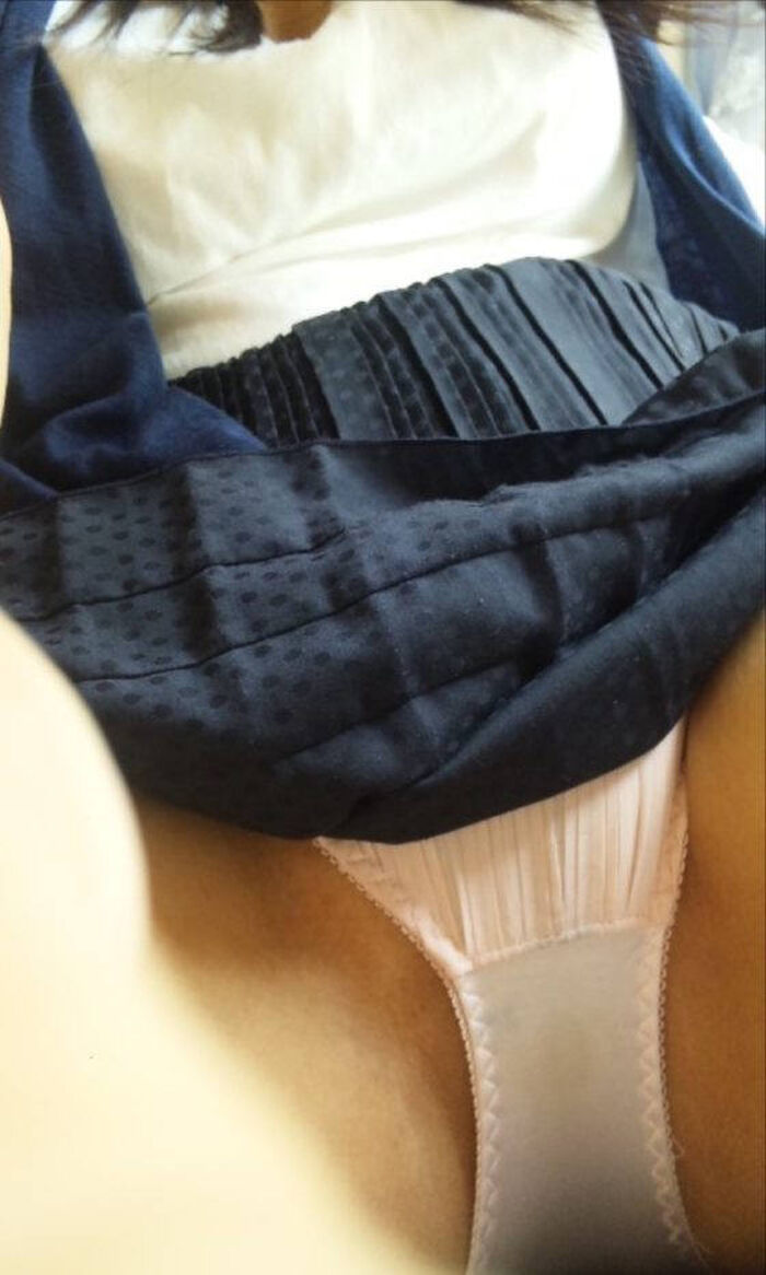 Selfie erotic image showing the inside of the skirt 37th image