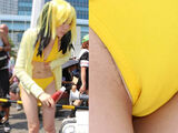 Erotic image of full concentration on the crotch of a cosplayer
