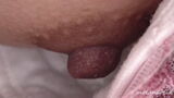 [eros1640 nipple glimpse voyeur] A young mom with a cute smile in a super erotic purple T-back who is photographed from her chest with a reddish-brown nipple that is bing in a trial class