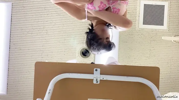 [eros1620 Body Measurement Voyeur] A delicious body areola large beauty busty JK who receives body measurement with pink cute underwear with man hair transparent 31th image