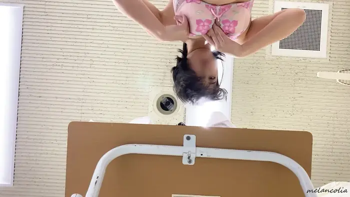 [eros1620 Body Measurement Voyeur] A delicious body areola large beauty busty JK who receives body measurement with pink cute underwear with man hair transparent 32th image