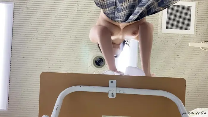 [eros1620 Body Measurement Voyeur] A delicious body areola large beauty busty JK who receives body measurement with pink cute underwear with man hair transparent 7th image