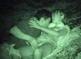 During the summer... - A couple who have sex in the park late at night to avoid crowding can be seen in full! Aokan erotic images taken with an infrared camera
