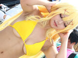Image of a bikinikos player in a swimsuit at the Comiket venue