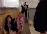 [Goofy JK Erotic GIF Image] A goofy erotic GIF image of a high school girl who doesn't care if you can see her pants if it's fun