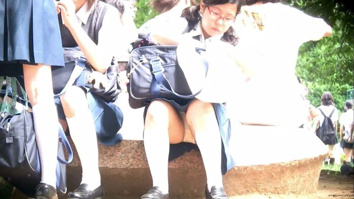 [eros1193 sitting panchira] Serious glasses JK that looks good on white thighs that white socks look good on white thighs that are taken with a telephoto of white P plump crotch during a break 13th image