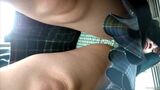 [upskirt683 upside down shooting JK] Light green lattice pattern P is taken from the front Smartphone to Crazy Kawaii JK [re-378]