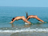 Silly image of a nudist beach naked and evil