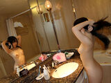 A collection of images of the love hotel dressing room before taking a bath