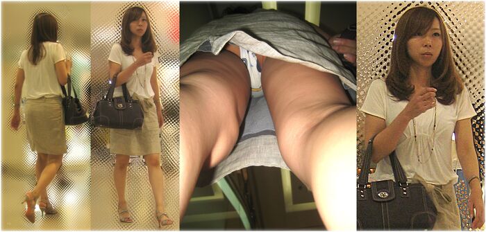 A high-quality upside-down panchira that shows the flesh of the ass and the wrinkles of the pants is shiko w 2th image