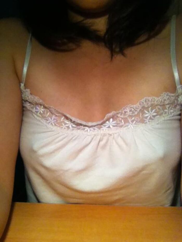 Erotic image of a mature woman wearing a lightly dressed no-bra camisole aunt 17th image