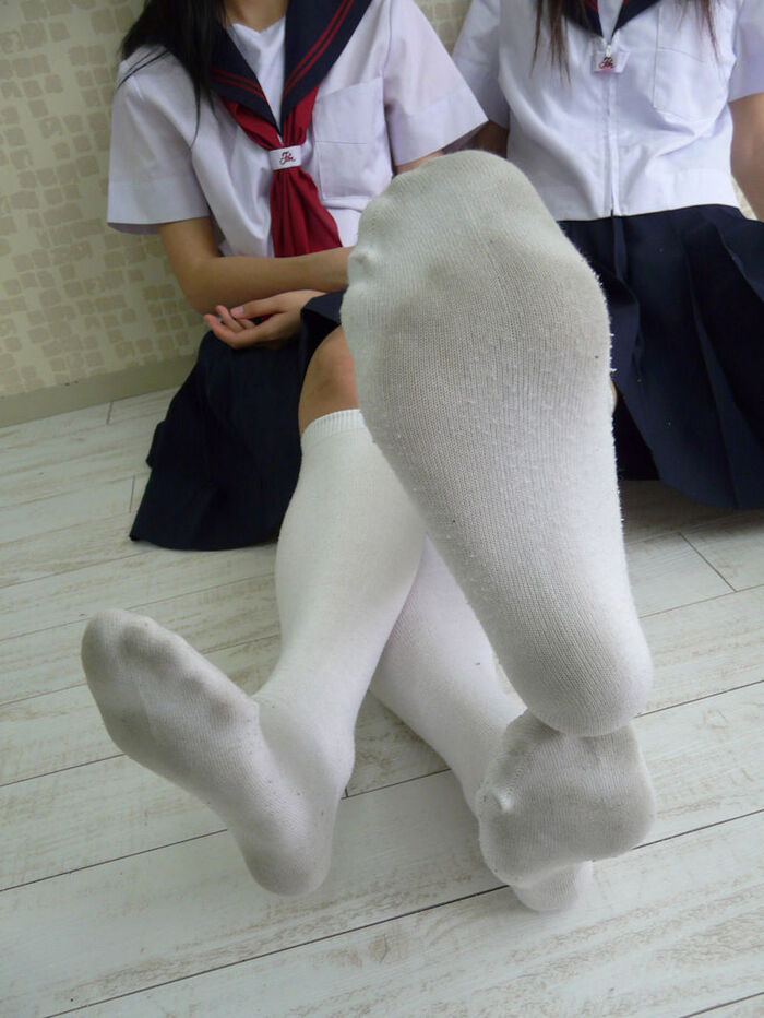 JK's socks are white and white is good school socks erotic image 41th image