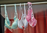 A collection of erotic images of how to hang pants and bras on a clothesline