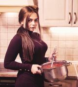 [Image] busty Russian wife "Welcome back, I'm making borscht." ← such a life was good