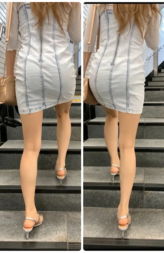 84 voyeur images of a tight mini skirt sister with a clear buttocks shape 41th image