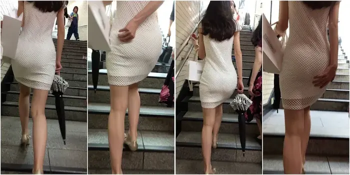 84 voyeur images of a tight mini skirt sister with a clear buttocks shape 7th image