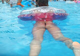 Micro bikini image collection with a very small string swimsuit and bare buttocks
