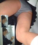 JK Upside-Down Panty Shot Image 130 Sheets Peeping Voyeur with Honey Hair and Urine Stains