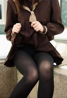 67 black tights JK erotic images I collected the slippery legs of a school girl in winter clothes who gets chilly and misses