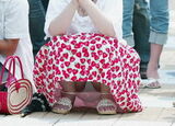 Panty shot images of long skirts and long dresses
