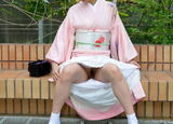 No panties erotic image in kimono, yukata, kimono with man hair coming out of furisode