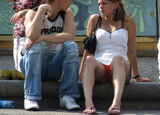 Overseas panchira erotic image of all Caucasian women wearing red pants