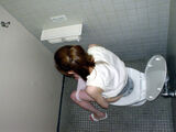 overhead voyeur erotic image! The perspective of looking into the women's toilet from above
