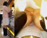 Panty shot voyeur image of a nurse in a one-piece white coat