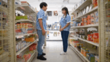 A girl who works part-time at a convenience store was braless at work! GIF image seduced by squeaky lower breasts