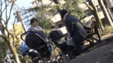 Tailgating a mom with huge breasts on a walk ... Cuckold GIF image that deprives her postpartum virginity and climaxes convulsions that she did not allow her husband to do