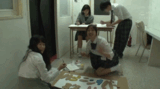 A mock shop of a girls' school festival is a happening bar! Teacher also stretches under the nose GIF image of a liquor pond meat forest