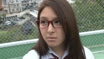 A sober girl with glasses ● Full erection on a student's panchira! School sex GIF image of a sullen lascivious girl becoming a 7th image