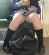 The delta zone that can be seen glimpsed in the back of the skirt is amazing obscene www Panty shot image taken inadvertently on the train