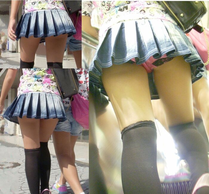 - [Low angle erotic image] In the skirt that peeked out from a little ... The lower body of an amateur girl is an obscene low-angle hidden camera www 2th image