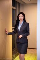 XiuRen第6607期_模特江真真深gray OLuniform露蓝黑色蕾丝内衣配Primary 色丝袜诱惑Photo 86P