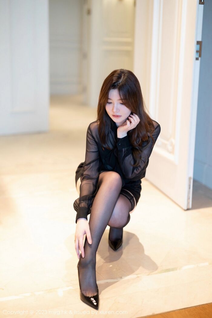 [MyGirl 美媛馆] Vol.649_ 模特糯美子MINIbabe sexual 感黑色蕾丝内衣配黑色蕾丝吊袜enchant photo 62P 12th image