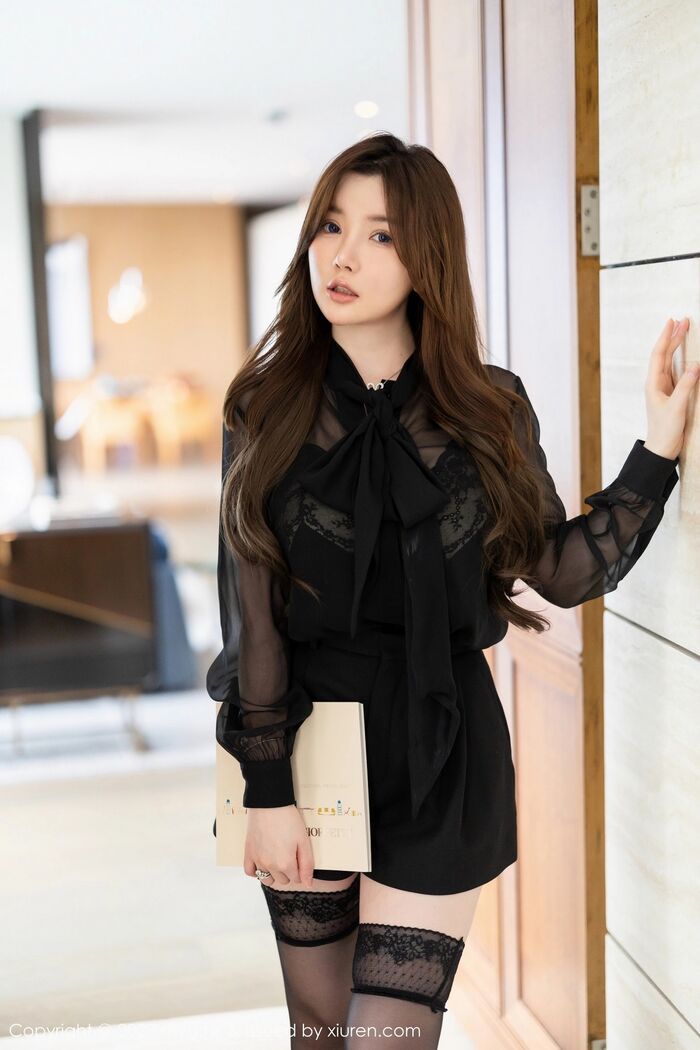 [MyGirl 美媛馆] Vol.649_ 模特糯美子MINIbabe sexual 感黑色蕾丝内衣配黑色蕾丝吊袜enchant photo 62P 2th image