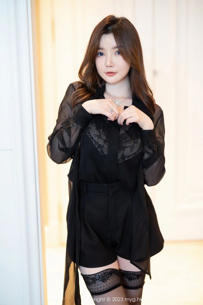 [MyGirl 美媛馆] Vol.649_ 模特糯美子MINIbabe sexual 感黑色蕾丝内衣配黑色蕾丝吊袜enchant photo 62P 24th image