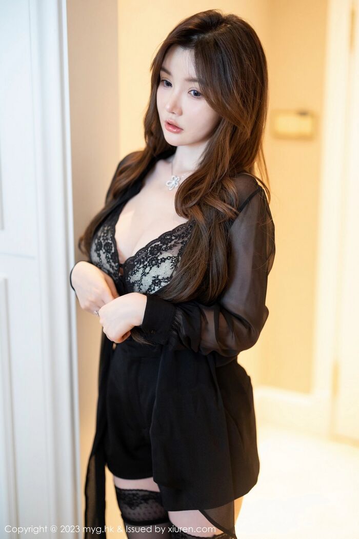[MyGirl 美媛馆] Vol.649_ 模特糯美子MINIbabe sexual 感黑色蕾丝内衣配黑色蕾丝吊袜enchant photo 62P 27th image