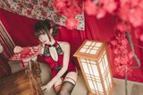 动漫博主封疆疆v 韶华旗袍疆主题性感红色旗袍服配黑丝吊袜秀曼妙身像诱惑Photo 37P