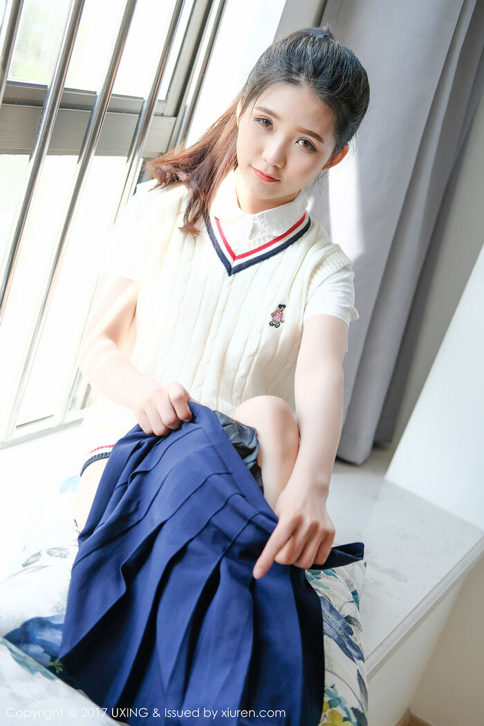 [UXING优星馆] Vol.056_嫩模可爱的小叶子清纯student outfit + resident erotic inner clothing hidemi breast photo 38P 16th image