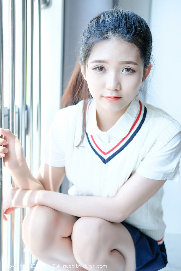 [UXING优星馆] Vol.056_嫩模可爱的小叶子清纯student outfit + resident erotic inner clothing hidemi breast photo 38P 5th image